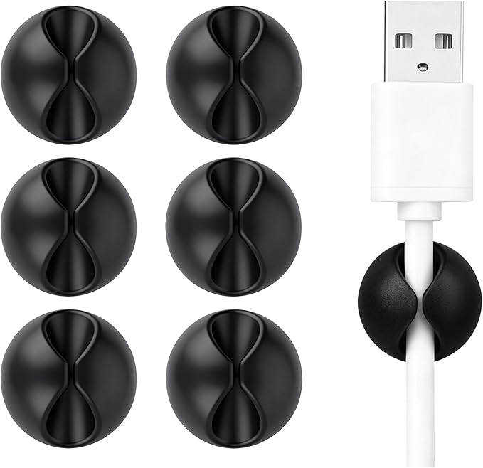 Ortarco Cord Cable Organizer Clips, 6 Pack Charging Wire Cable Holder for Desk Nightstand Phone