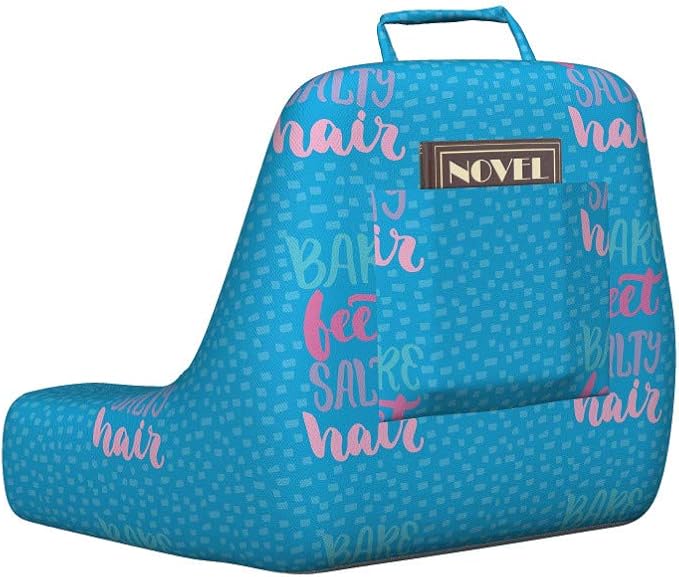 Ambesonne Beach Reading Pillow Cover, Calligraphic Bare Feet Salty Hair Message Ink Inscription with Squares Background, Unstuffed Printed Bed Rest Case from Soft Fabric, XL Size, Multicolor