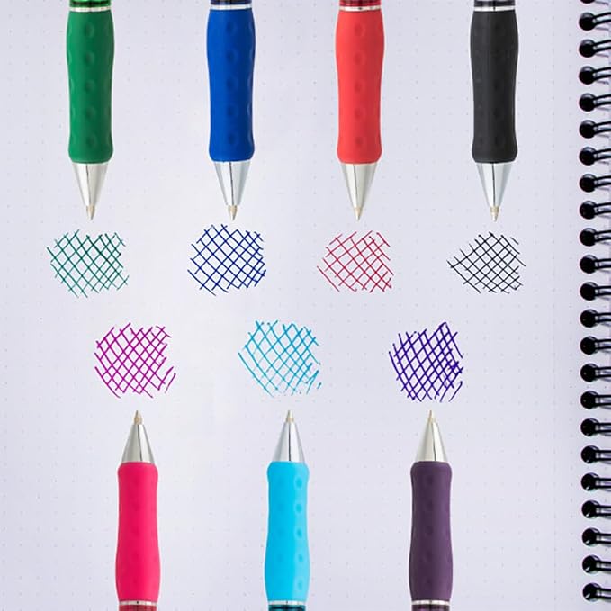 Pentel RSVP Super RT Ballpoint Pen, (0.7mm) Fine Line, Assorted Ink Colors, 8 Pack with Bonus Black Ink Pen