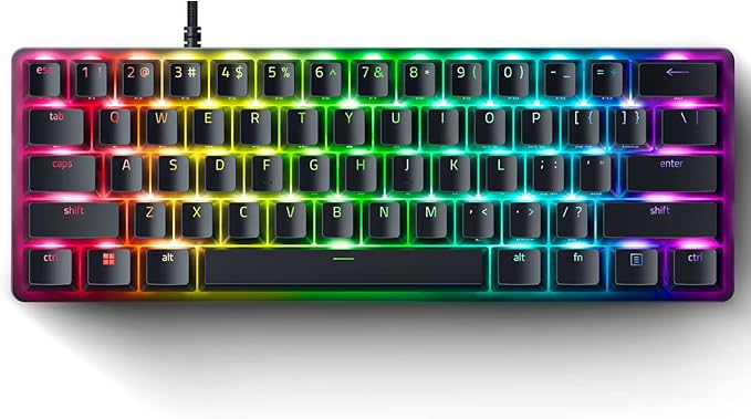 Razer Huntsman Mini 60% Gaming Keyboard: Analog Optical Switches - Rapid Trigger Mode - Chroma RGB Lighting - PBT Keycaps - Onboard Memory - Snap Tap - Classic Black