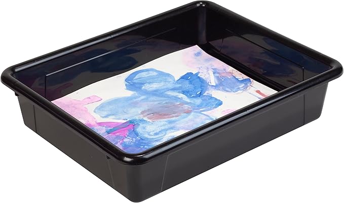 Storex Letter Size Flat Storage Tray – Organizer Bin for Classroom, Office and Home, Black, 20-Pack (62516A05C)