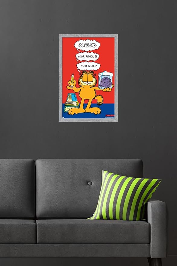 Garfield - Brain Wall Poster, 22.4L" x 14.7W", Gray Framed Version