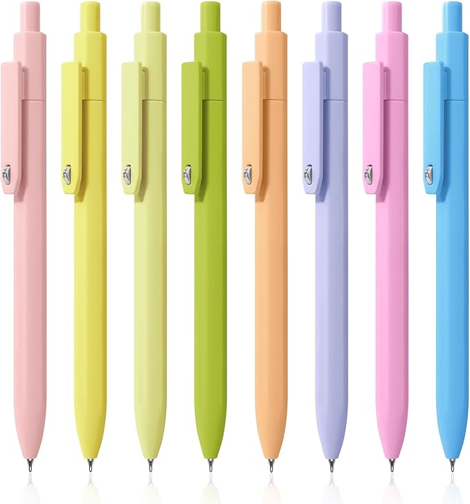 Gel Pens, 8 Pack Fine Point Black Ink Smooth Writing Ink Pen, Retractable Quick Dry Aesthetic Cute Pens for Women Nurses School Office Supplies