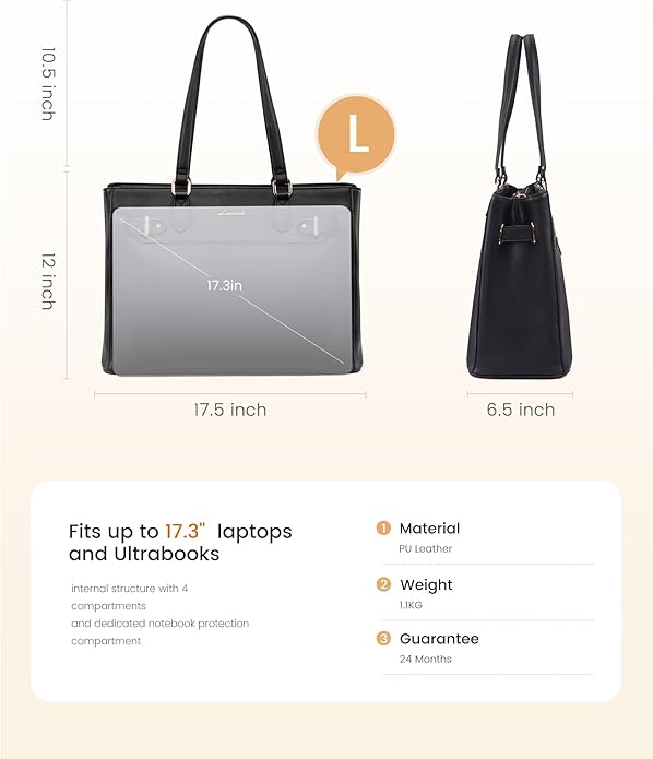 LOVEVOOK Laptop Tote Bag for Women Work, Teacher Tote Bag with Large Cup Holder, 15.6 Inch Waterproof Leather Computer Bag