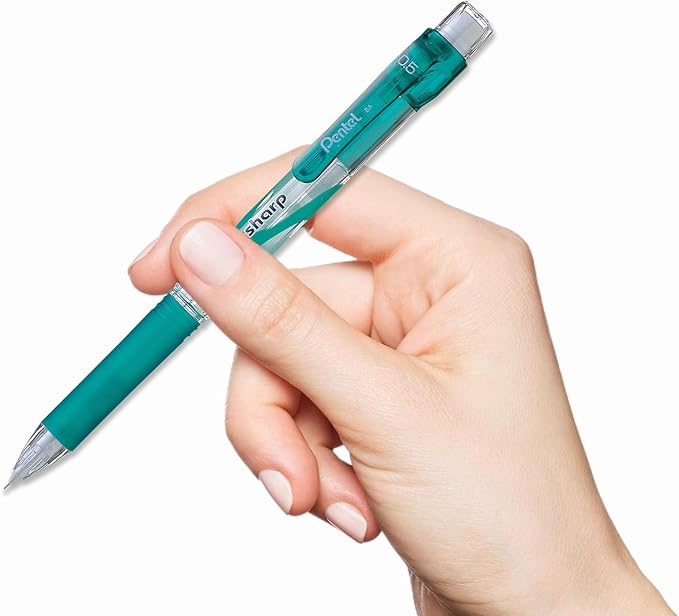 Pentel E-Sharp Automatic Pencil, 0.5mm, Green Accents, Box of 12 (AZ125D)