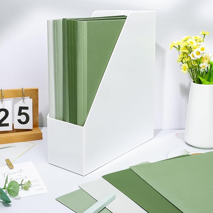 Whaline 24 Pack Sage Green File Folders Letter Size 1/3 Cut Tab Gradient Green File Pockets 8.9 x 11.6 Inch 4 Colors Paper Folders for Documents Business Office School Classroom Home Supplies