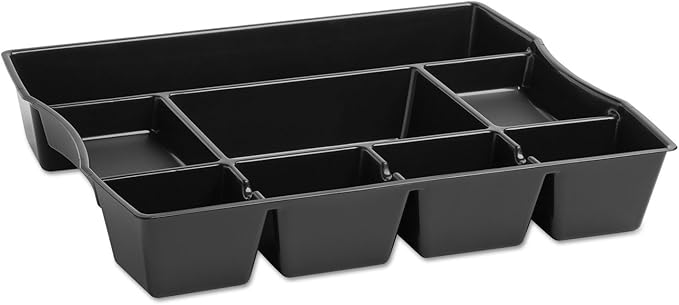 Rubbermaid Nine-Compartment Deep Drawer Organizer, Plastic, 14 7/8 x 11 7/8 x 2 1/2, Black RUB21864
