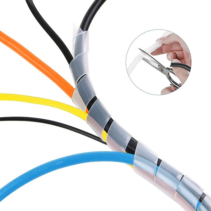 Spiral Cable Wrap - 9.8 Ft 5/8" Spiral Wire Wrap Cord Covers Bundle Sleeve Hose for Computer Electrical Wire Organizer (White, 5/8 Inch-9.8Ft)