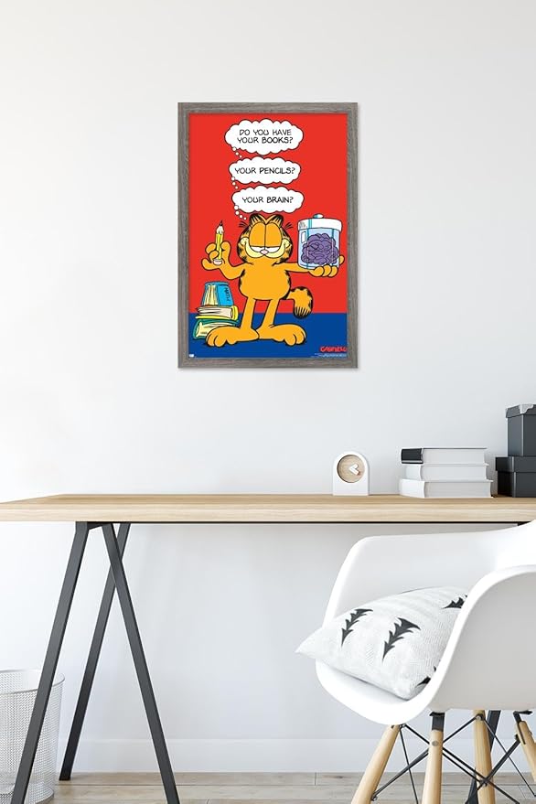 Garfield - Brain Wall Poster, 22.4L" x 14.7W", Barnwood Framed Version