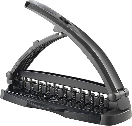 Staples Arc Desktop Paper Punch, 8-Sheet Capacity, Black & Gray