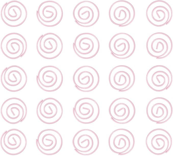JAM PAPER Circular Paper Clips - Round Paperclips - Baby Pink Pastel - 50/Pack
