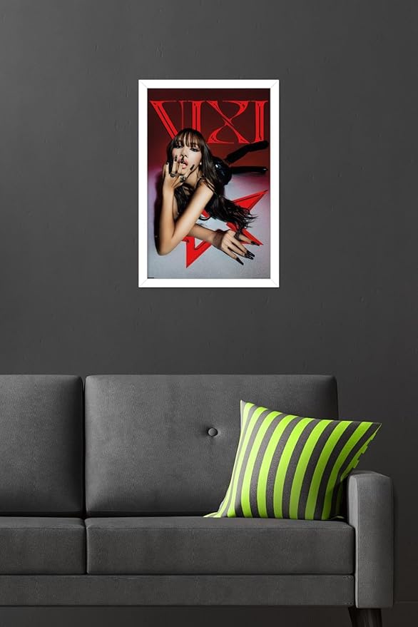 LISA - VIXI Red Star Wall Poster, 22.4L" x 14.7W", White Framed Version