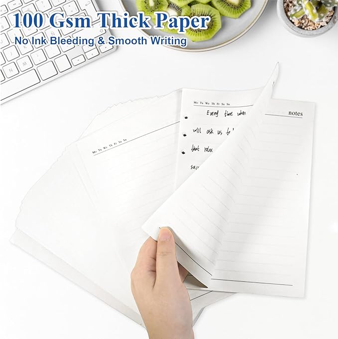 SAYEEC A5 Refill Paper Loose Leaf Lined Paper for A5 Planner Organizer 6 Holes Ring Binder Planner for Journals Notebooks Diaries Inserts, 80 Sheets