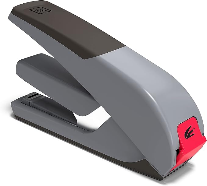 Staples TRU RED One-Touch DX-4 Desk Stapler, Non-Slip, Low-Staple Side Indicator, Rubber Finished Grip, 30-Sheet Capacity, Black/Gray