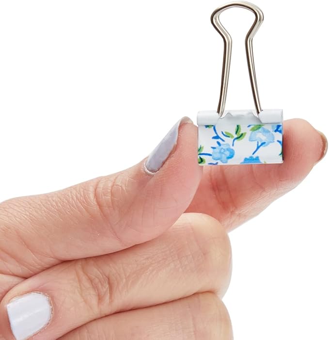 Juvale 40-Pack Small Floral Binder Clips - 1.5 x 0.75in Multicolor Iron - Secure Grip for Documents & Notebooks - School Supplies & Office Organization - Small Paper Clips for Files & Planners