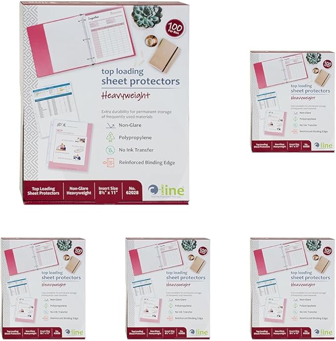 C-Line Top Loading Heavyweight Poly Sheet Protectors, Non-Glare, 8.5 x 11 Inches, 100 per Box (62028) (Pack of 5)