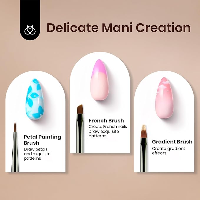 Beetles Gel Polish Nail Art Brushes, 6 Pcs Fingernail Art Design Pens, Nail Art Tools, Wood Alloy Handle Nail Brushes, Clean Up Liner French Set with Holder&Palette DIY Valentine's Day Gift for Women