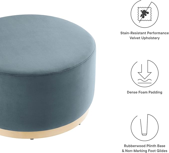 Modway Large 29" Round Performance Velvet Upholstered Upholstered Ottoman