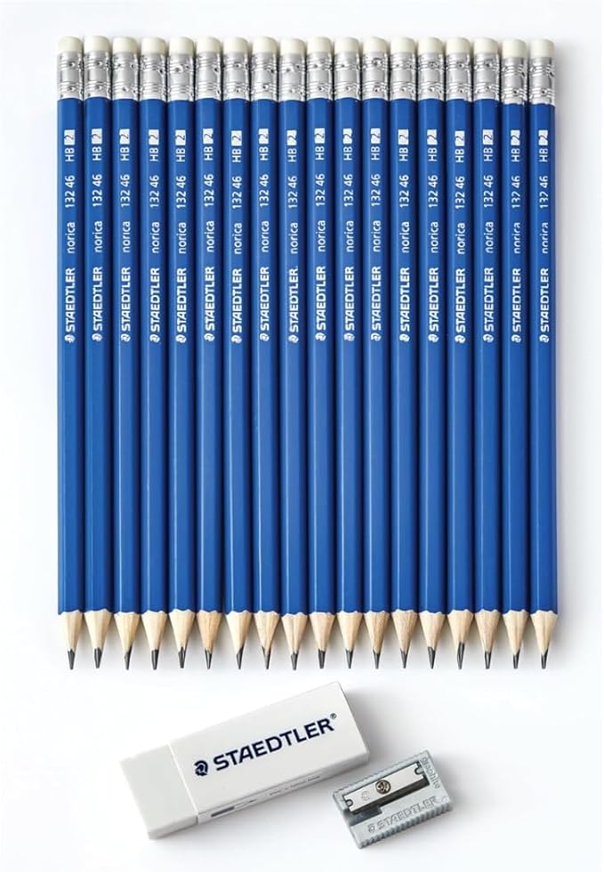 STAEDTLER Norica Pencil Set: 18-Pack (18 sets of 20 pcs) 18 Pre-sharpened #2 HB Pencils with 1 Eraser & 1 Sharpener, Break-Resistant Lead per pack, 360 count