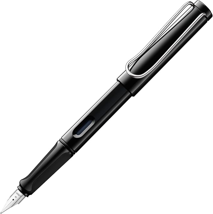 LAMY safari black - Fountain Pen with ergonomic grip & polished steel nib in size F - ideal for any Writing & Calligraphy - including LAMY T 10 blue cartridge - Right-Handed