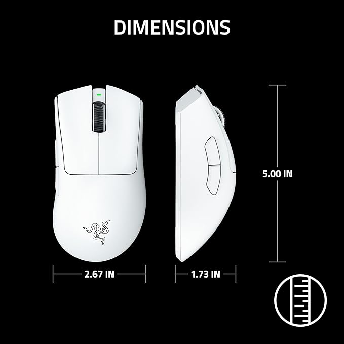Razer DeathAdder V3 Pro Wireless Gaming Mouse: 64g Lightweight Ergonomic - 30K DPI Optical Sensor - Gen-3 Optical Switches - 8 Programmable Controls - Up to 90 Hr Battery - White