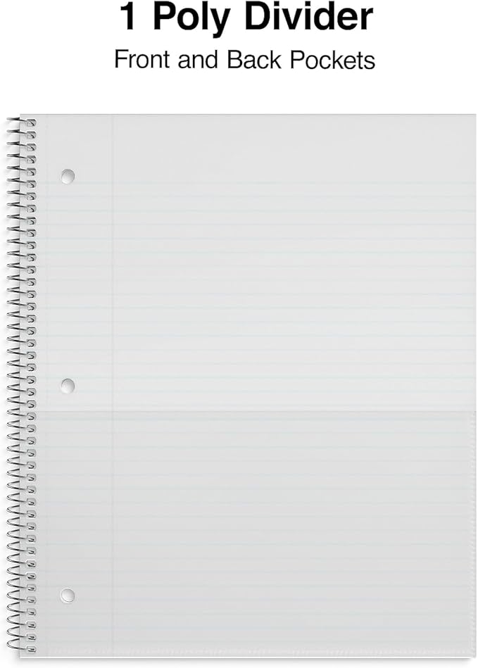 STAPLES Accel 1‑Subject Notebook, 8.5” x 11”, College Ruled, 100 Sheets, Purple