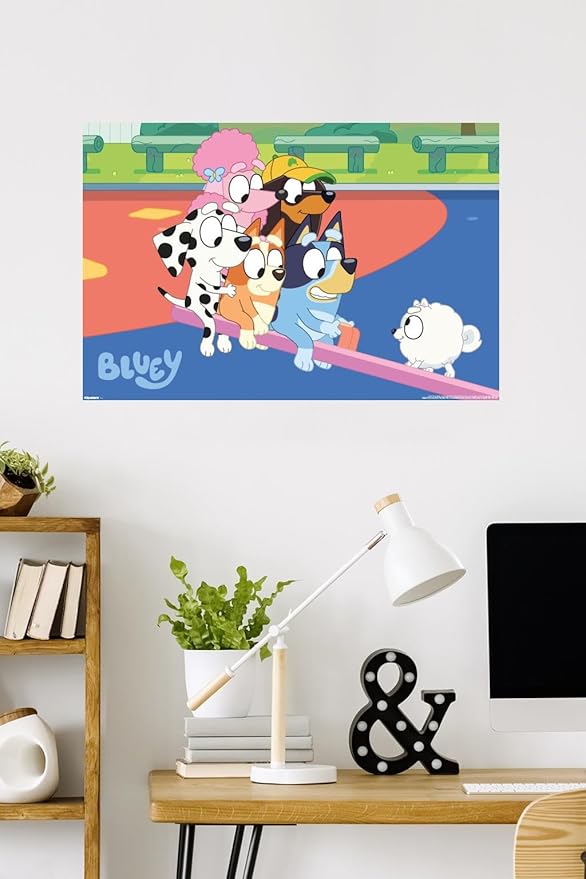 Bluey (2018) - Bluey and Friends See Saw Fun Wall Poster, 34L" x 22.4W", Premium Unframed Version