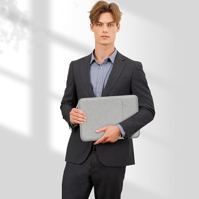 MOSISO Laptop Case 16 inch, 15-15.6 inch Laptop Sleeve Compatible with MacBook Pro 16 M4 M3 M2 M1, HP Acer Dell Lenovo ASUS Notebook, Polyester Vertical Computer Sleeve Bag with Pocket, Gray