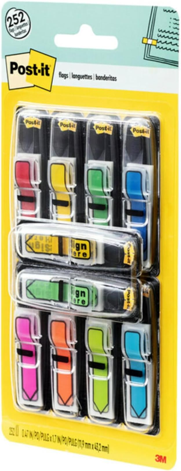 Post-it Flags Arrow 1/2" Page Flags, Eight Assorted Colors, 250/Pack (684VAD2)