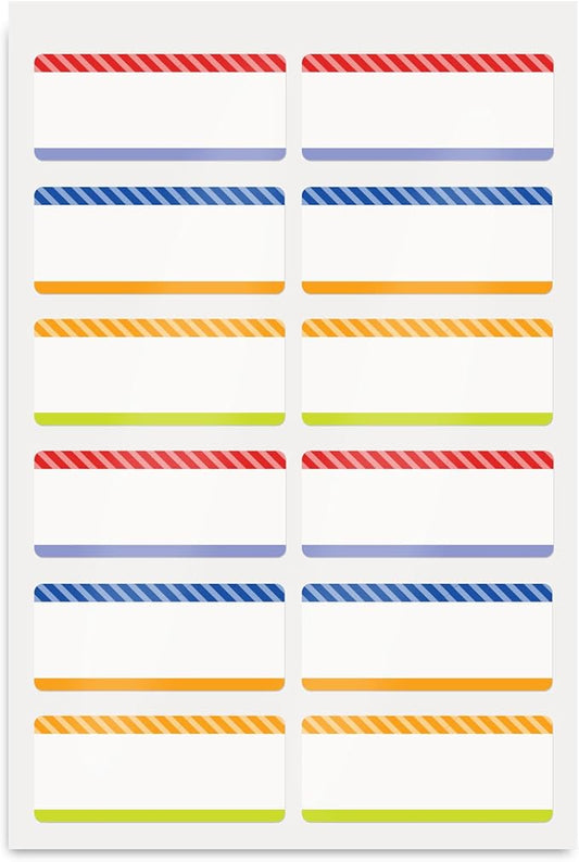 Avery No-Iron Fabric Name Labels, Playful Stripes Preprinted Designs, Handwrite Only, 24 Preprinted Labels (40774)