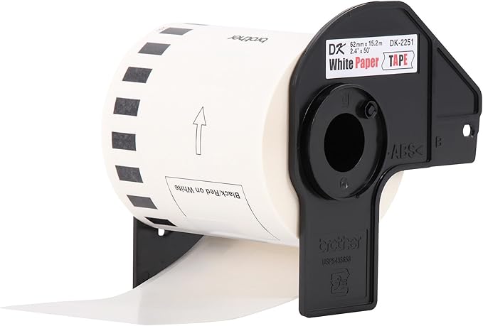 Brother Genuine DK-22513PK Continuous Length Replacement Labels, Black/Red Label on White Paper Tape, Engineered with Excellence, 2.4â€ x 50 feet, (3) Rolls per Box (DK22513PK)