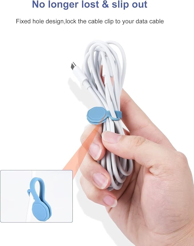 12 PCS Silicone Magnetic Cable Ties, Cable Clips Cord Organizer [1S] Management cable Cords, Reusable Magnet Cable Organizer, Phone Cord Holder for Organizing, Bookmark Whiteboard Fridge Magnets etc
