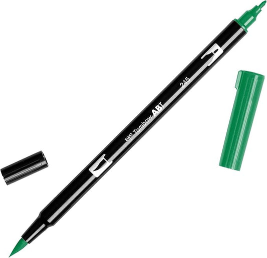 Tombow 56527 Dual Brush Pen Art Marker, 245 - Sap Green, 1-Pack. Blendable, Brush and Fine Tip Marker