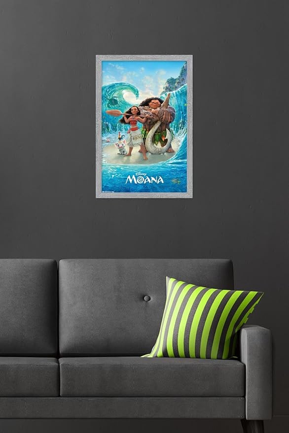 Disney Moana - Ocean Floor Wall Poster, 22.4L" x 14.7W", Gray Framed Version