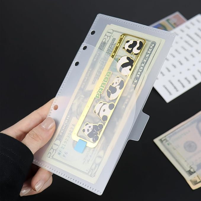 NatSumeBasics 6 A6 Cash Envelopes Frosted 0.3mm PP A6 Binder Pocket Dividers with Label Sticker for 6 Ring Budgeting Planner Inserts Supplies Accessories (6 Frosted)