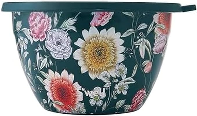 S'well Stainless Steel Salad Bowl Kit 64oz, Midnight Botanical, Comes with 2oz Mini Canister and Removable Tray for Organization, Leakproof, Easy to Clean, Dishwasher Safe