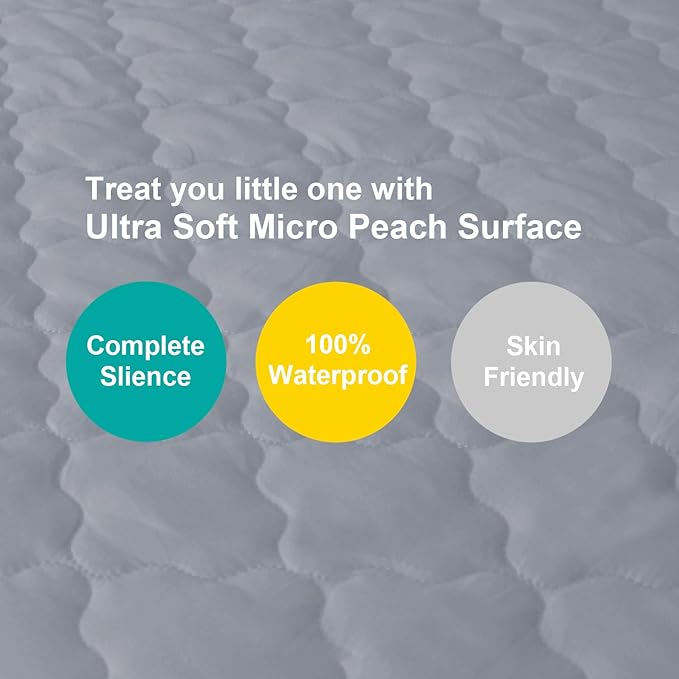 2 Pack Pack and Play Mattress Protector Sheets Fitted Waterproof Playard Mattress Pad Cover, Compatible with Graco Pack n Play & Dream On Me & Pamo Babe, Playpen/Playard Sheet, Gray&Pink, 39" x 27"