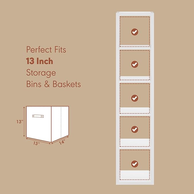 Furinno Cubicle Record Player Stand with Vinyl Storage, 5-Cube 1.2 Extra Thick Vinyl Record Storage, Open Back Media Shelf for CD DVD Blueray Game Disc, for Living Room, Home Office, White