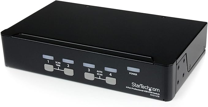 StarTech.com 4 Port Professional VGA USB KVM Switch with Hub - 1U Rack-mountable KVM Switch , TAA (SV431USB)