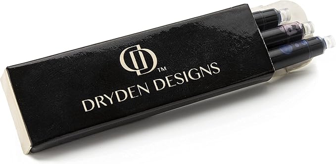Dryden Designs Fountain Pen. Medium Nib Premium Box | 6 Ink Cartridges Included (Royal Red)