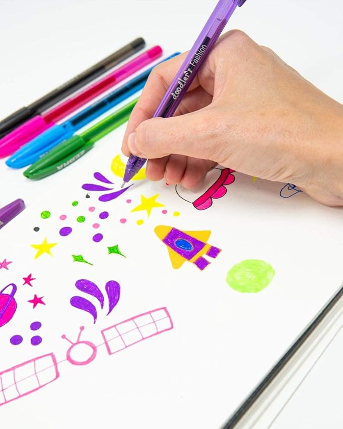 Zebra Pen Doodlerz Gel Stick Pen with Display Cup, Smooth Gel Ink, 1.0mm, Assorted Ink Colors (41950) (Pack of 1, 50 Count Total)