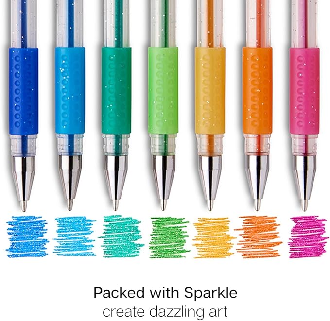 KINGART GLITTER Rollerball GEL PENS, 80 Sparkling Colors with Soft-Grip Comfort, XL Ink Cartridge - For Coloring, Doodling, Scrapbooking, Journaling and General Use, All Ages, 80 Pens