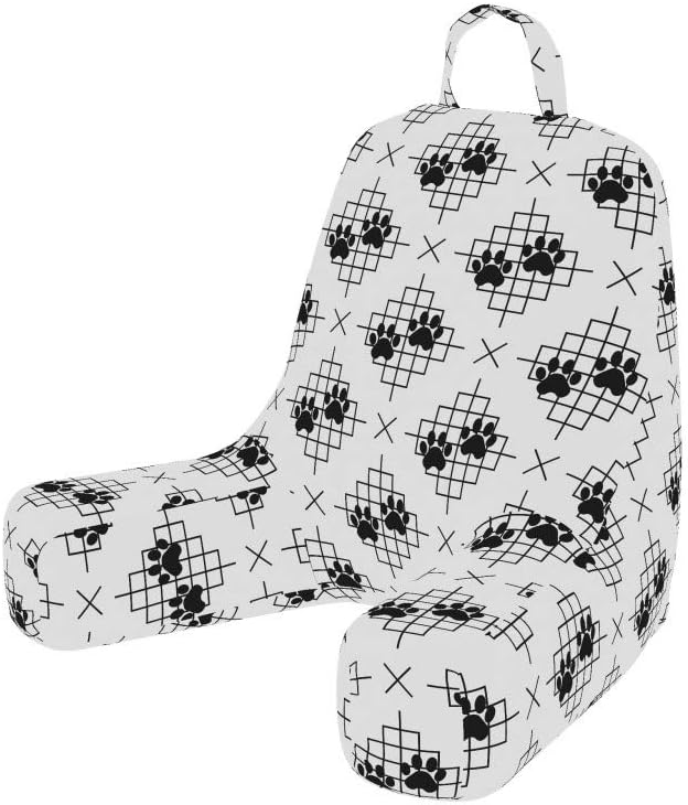 Ambesonne Paw Print Reading Pillow Cover, Greyscale Art of Modernistic Design Squares X Shapes and Animal Feet, Unstuffed Printed Bed Rest Case from Soft Fabric, Small, Charcoal Grey and Pearl