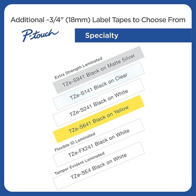 Brother P-touch Genuine TZe-FX241, ~3/4" (0.7") Black on White Flexible Cable/Wire Laminated Tape –26.2 ft(8m) (TZEFX241)
