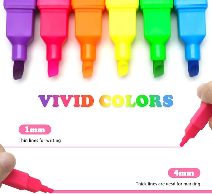 Vitoler Highlighters Assorted Colors,12pcs No Bleed Highlighters,Chisel Tip Highlighter for Office Supplies