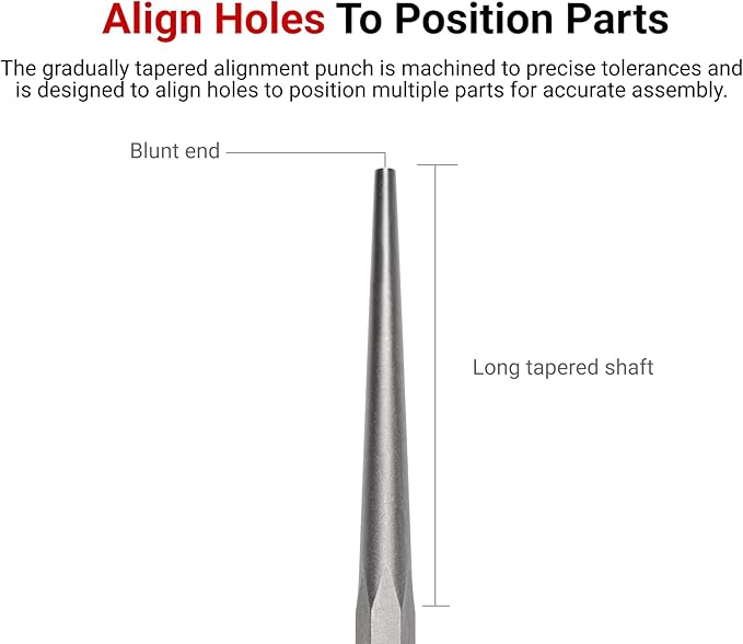 TEKTON 3/8 Inch Alignment Punch | 66179 | Made in USA
