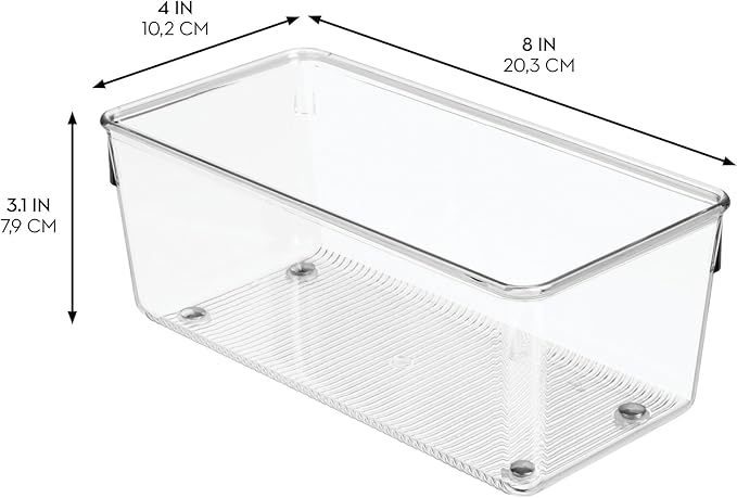 iDesign Plastic Drawer Organizer for Kitchen, Bathroom, and Desk Drawers, Set of 6, Clear