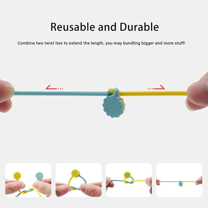 Rich&Ray Silicone Magnetic Twist Ties, Reusable Magnetic Ties for Bundling and Organizing Cable, Hanging or Holding Stuff, Kitchen Magnets, Office Magnets or Just for Fun (Black, 9 pack)