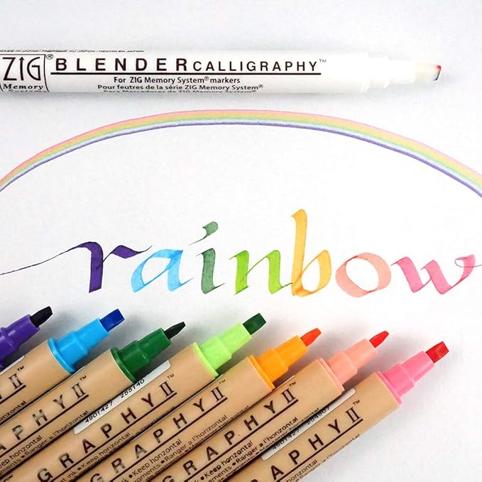 Kuretake ZIG CALLIGRAPHY 2 Dual Tip Markers 12 colors set, 2mm, 3.5mm, Square tips, AP-Certified, No mess, Photo-Safe, Acid Free, Lightfast, Odourless, Xylene Freeing, For Beginners, Made in Japan