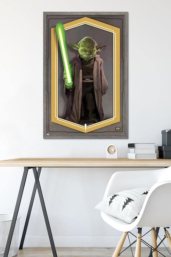 Trends International Star Wars: The High Republic - Yoda Wall Poster, 22.375" x 34", Barnwood Framed Version